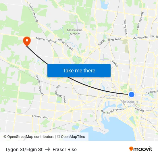 Lygon St/Elgin St to Fraser Rise map