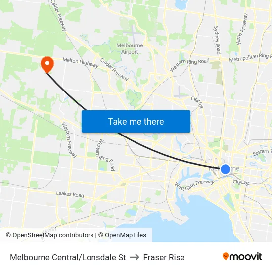 Melbourne Central/Lonsdale St to Fraser Rise map