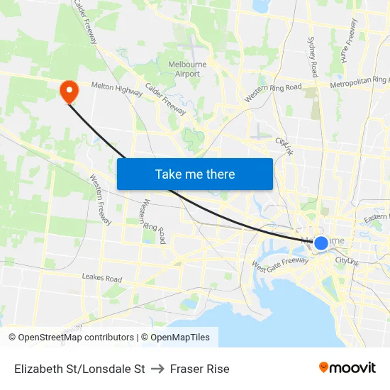 Elizabeth St/Lonsdale St to Fraser Rise map