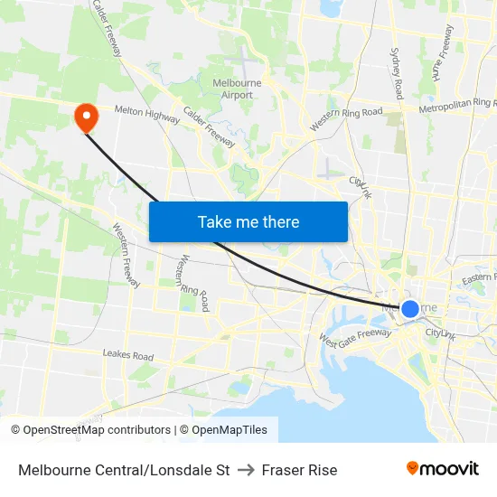 Melbourne Central/Lonsdale St to Fraser Rise map