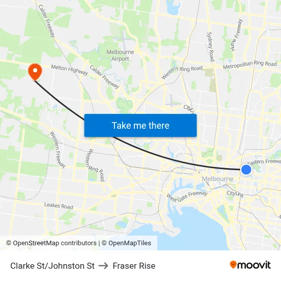 Clarke St/Johnston St to Fraser Rise map
