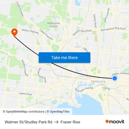 Walmer St/Studley Park Rd to Fraser Rise map