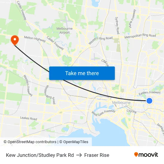 Kew Junction/Studley Park Rd to Fraser Rise map