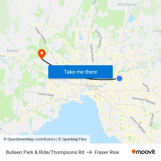 Bulleen Park & Ride/Thompsons Rd to Fraser Rise map