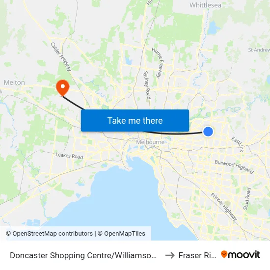 Doncaster Shopping Centre/Williamsons Rd to Fraser Rise map