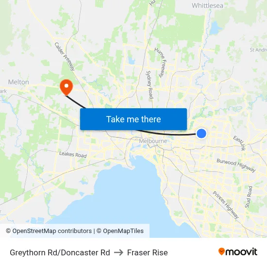 Greythorn Rd/Doncaster Rd to Fraser Rise map