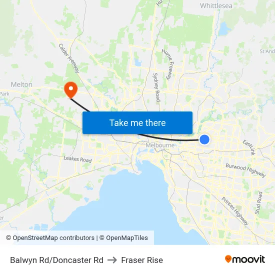 Balwyn Rd/Doncaster Rd to Fraser Rise map
