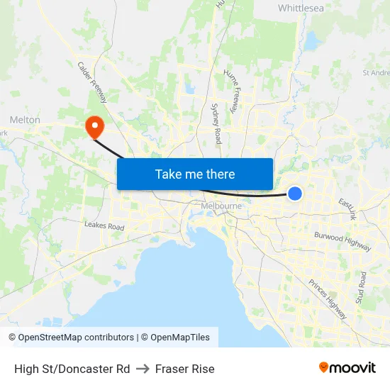 High St/Doncaster Rd to Fraser Rise map