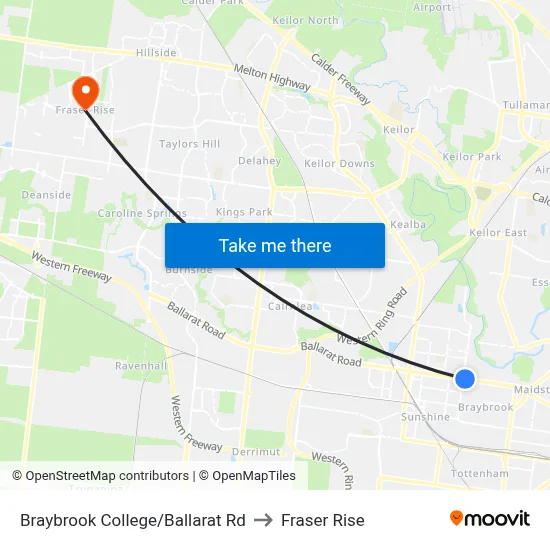 Braybrook College/Ballarat Rd to Fraser Rise map