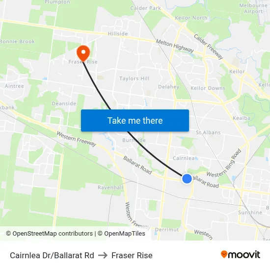 Cairnlea Dr/Ballarat Rd to Fraser Rise map