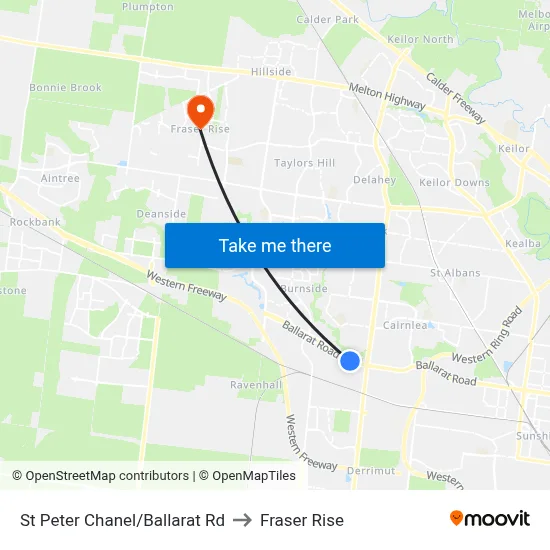 St Peter Chanel/Ballarat Rd to Fraser Rise map