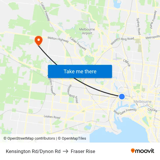 Kensington Rd/Dynon Rd to Fraser Rise map