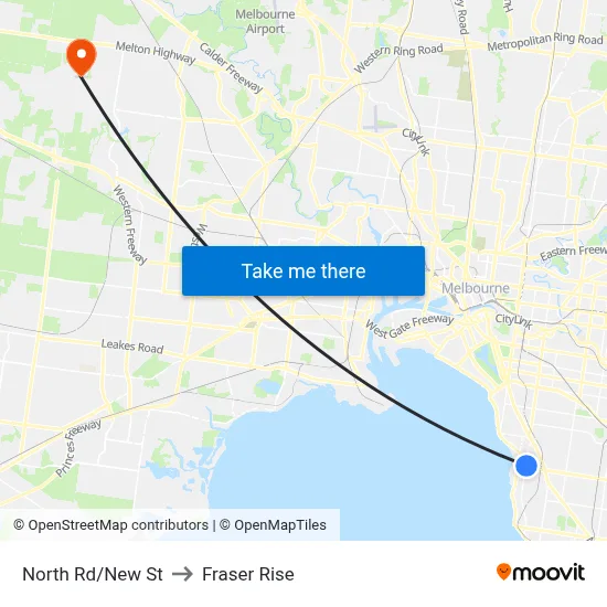 North Rd/New St to Fraser Rise map