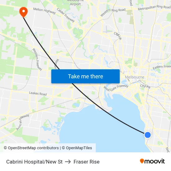 Cabrini Hospital/New St to Fraser Rise map