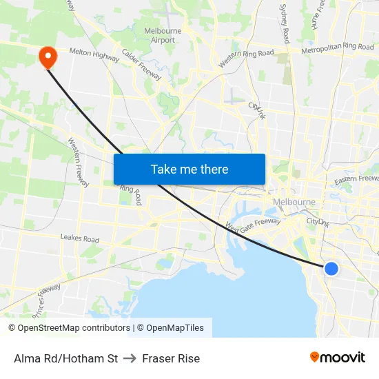 Alma Rd/Hotham St to Fraser Rise map