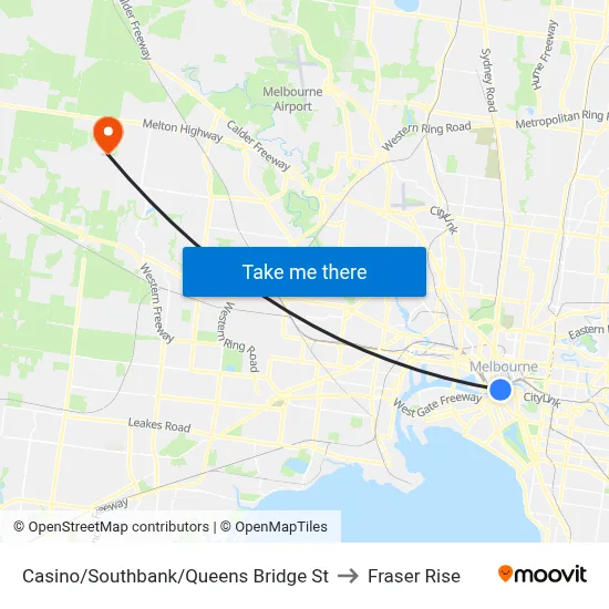 Casino/Southbank/Queens Bridge St to Fraser Rise map
