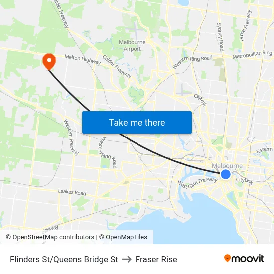 Flinders St/Queens Bridge St to Fraser Rise map