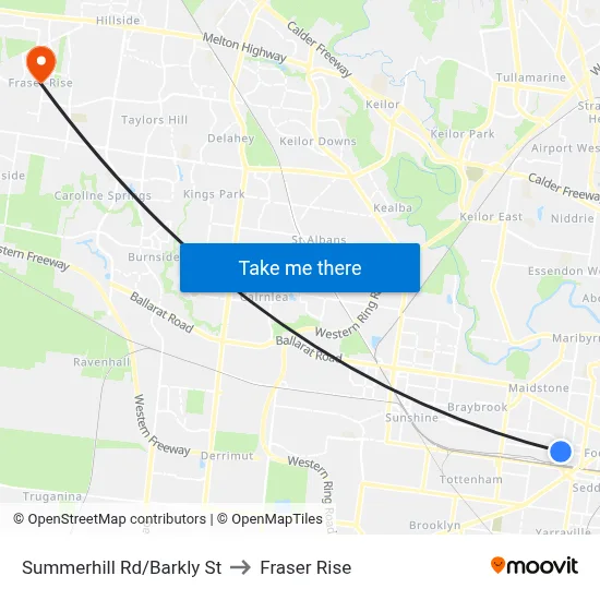 Summerhill Rd/Barkly St to Fraser Rise map