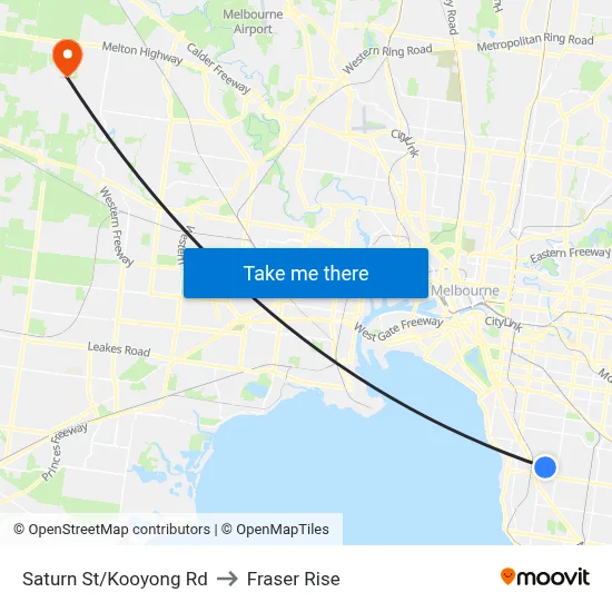 Saturn St/Kooyong Rd to Fraser Rise map