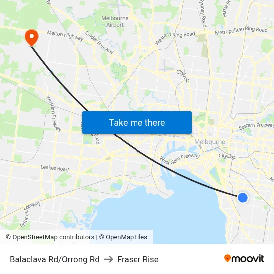 Balaclava Rd/Orrong Rd to Fraser Rise map