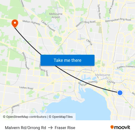 Malvern Rd/Orrong Rd to Fraser Rise map