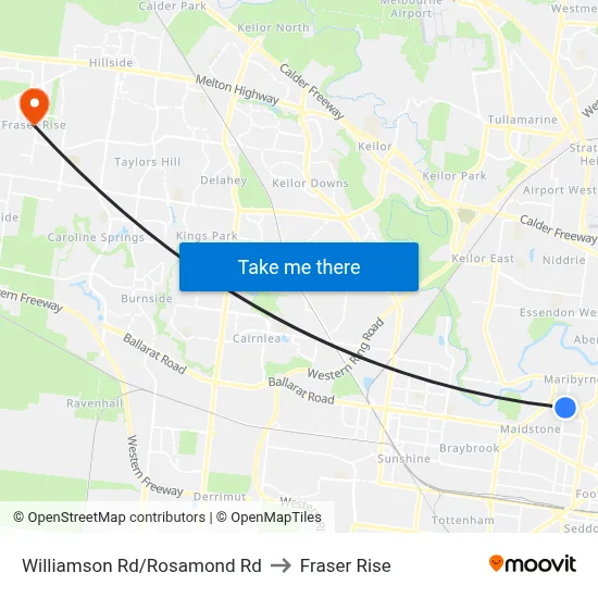 Williamson Rd/Rosamond Rd to Fraser Rise map