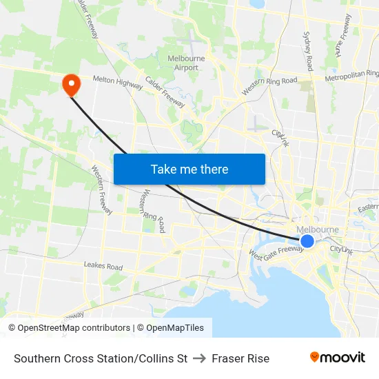 Southern Cross Station/Collins St to Fraser Rise map