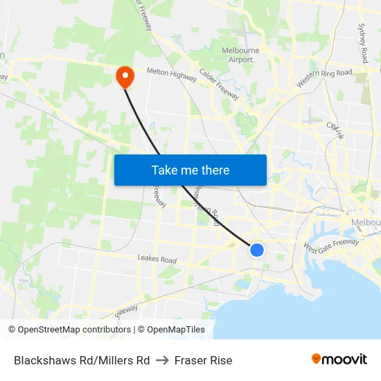 Blackshaws Rd/Millers Rd to Fraser Rise map