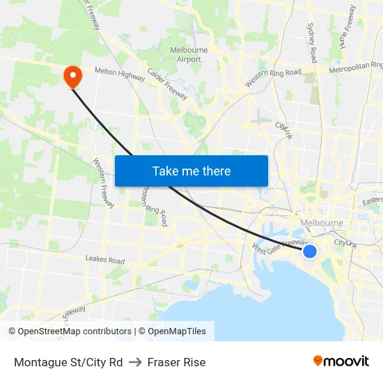 Montague St/City Rd to Fraser Rise map