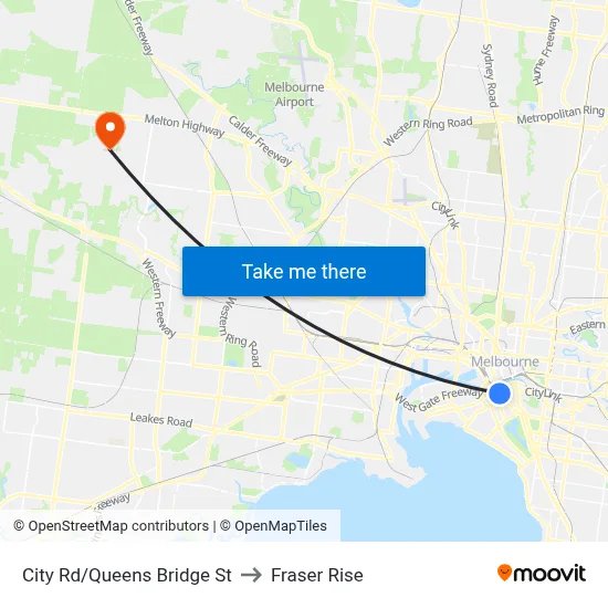 City Rd/Queens Bridge St to Fraser Rise map