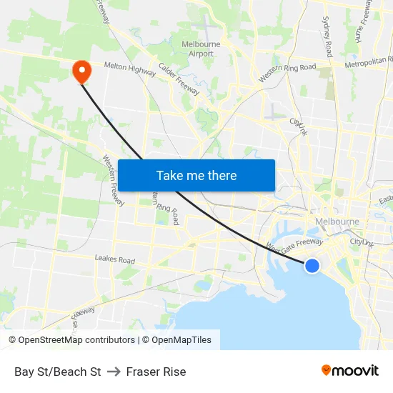 Bay St/Beach St to Fraser Rise map