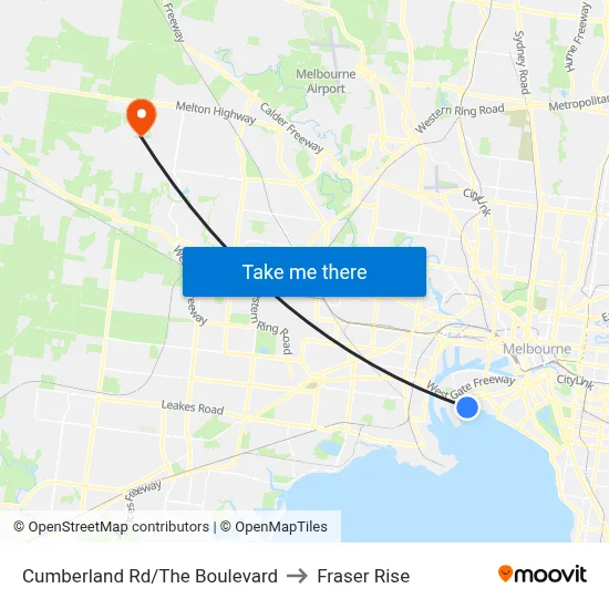Cumberland Rd/The Boulevard to Fraser Rise map
