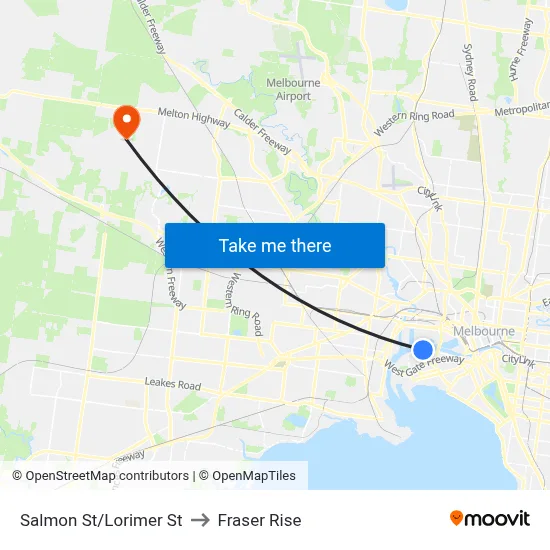Salmon St/Lorimer St to Fraser Rise map