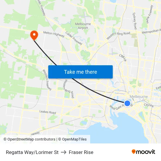 Regatta Way/Lorimer St to Fraser Rise map