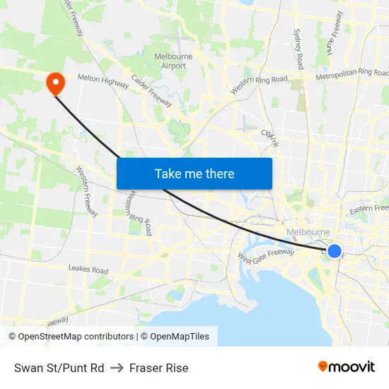 Swan St/Punt Rd to Fraser Rise map