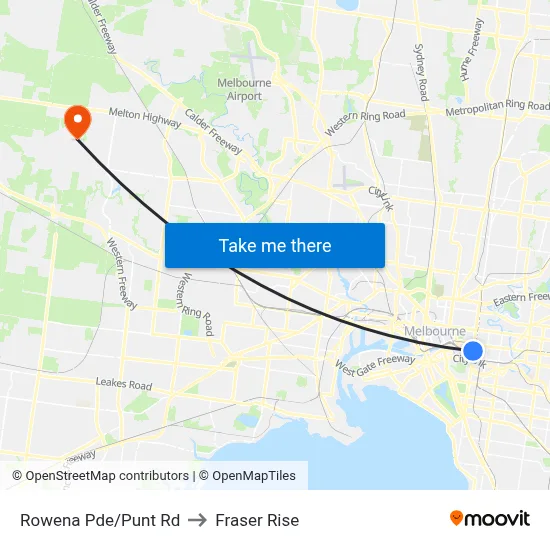 Rowena Pde/Punt Rd to Fraser Rise map