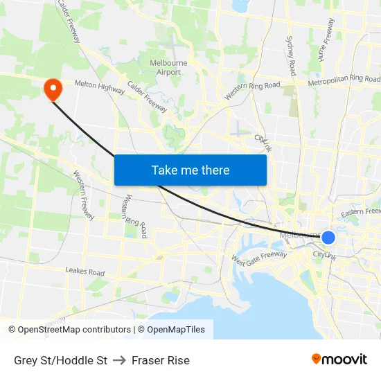 Grey St/Hoddle St to Fraser Rise map