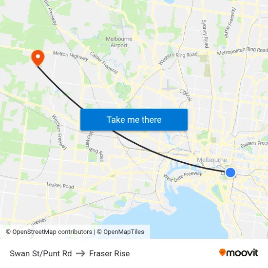 Swan St/Punt Rd to Fraser Rise map