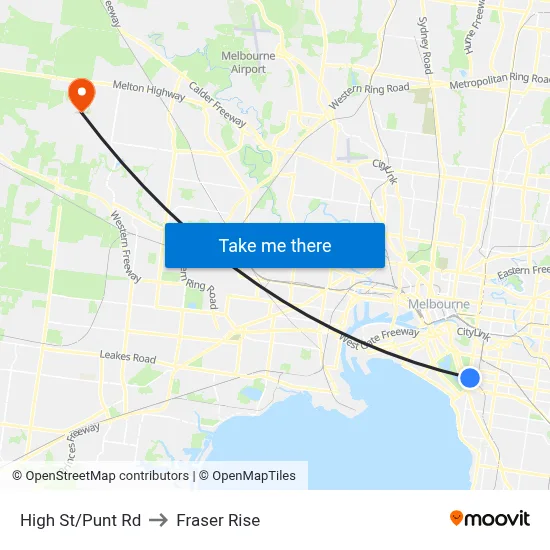 High St/Punt Rd to Fraser Rise map