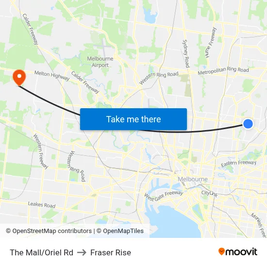 The Mall/Oriel Rd to Fraser Rise map