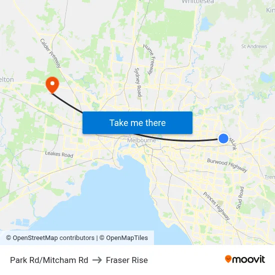 Park Rd/Mitcham Rd to Fraser Rise map