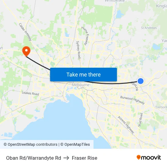 Oban Rd/Warrandyte Rd to Fraser Rise map