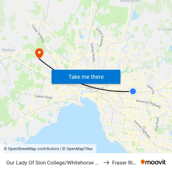 Our Lady Of Sion College/Whitehorse Rd to Fraser Rise map