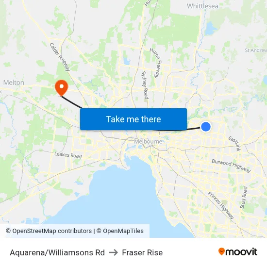 Aquarena/Williamsons Rd to Fraser Rise map