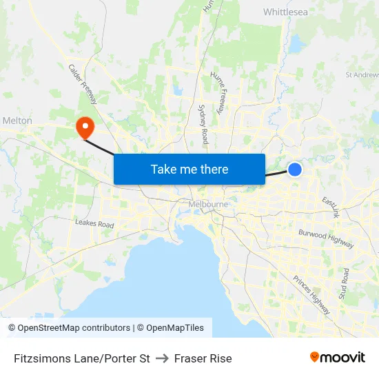 Fitzsimons Lane/Porter St to Fraser Rise map