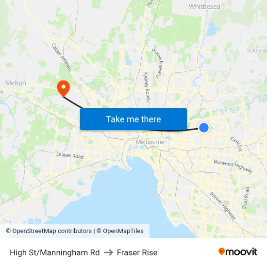 High St/Manningham Rd to Fraser Rise map