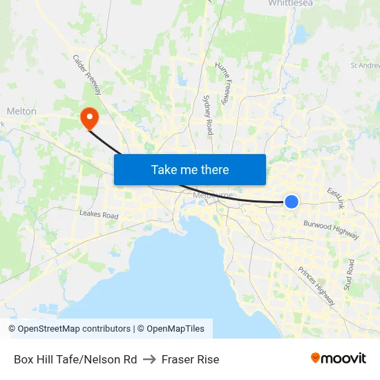 Box Hill Tafe/Nelson Rd to Fraser Rise map