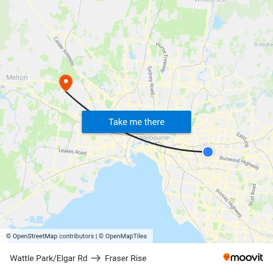 Wattle Park/Elgar Rd to Fraser Rise map