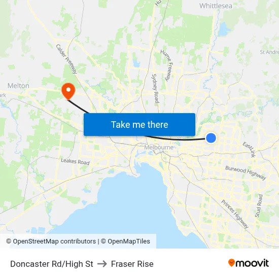 Doncaster Rd/High St to Fraser Rise map