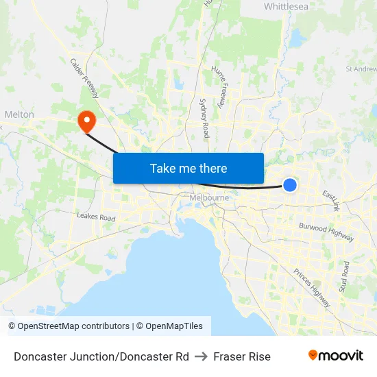 Doncaster Junction/Doncaster Rd to Fraser Rise map